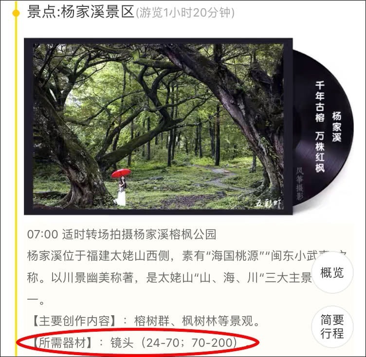 观察者网还发现，在某线上旅游产品网站，有很多该地的摄影旅游套餐在出售，套餐介绍里会标明游客需要准备的器材镜头配置。