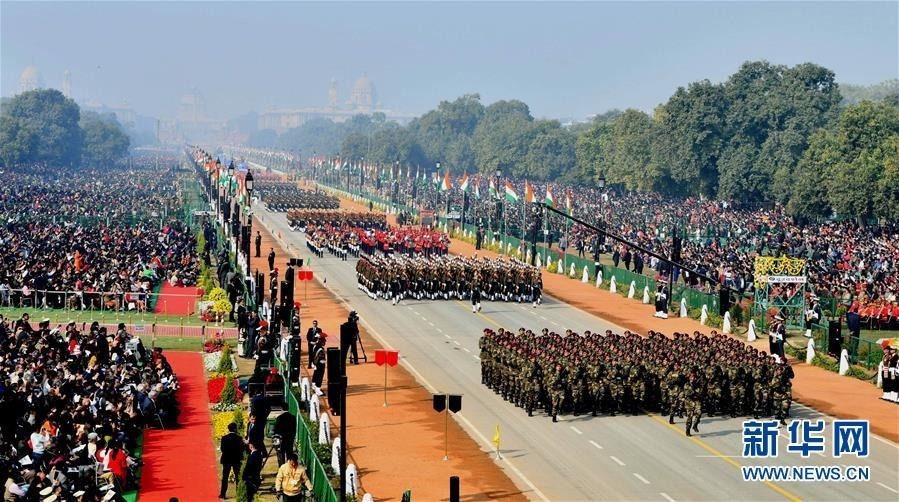 这是1月26日在印度新德里拍摄的共和国日阅兵式现场。新华社发（帕塔·萨卡尔摄）
