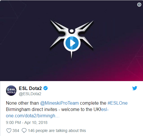 携DAC冠军之势 Mineski受直邀参加ESL One伯
