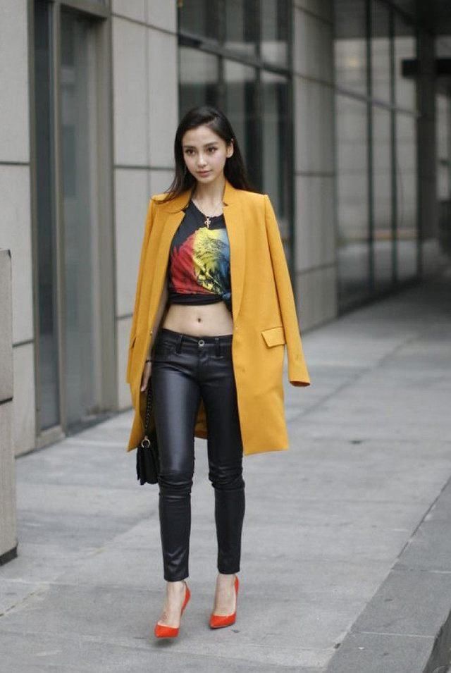 当女神穿上皮裤:杨颖只能垫底,迪丽热巴第3,刘