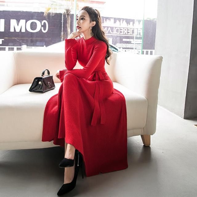 老土的打底裤别穿了!9款超洋气的针织连衣裙,