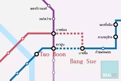 曼谷捷运紫色线Tao Boon至挽赐Bang Sue站开通后 乘客数量飙涨50%