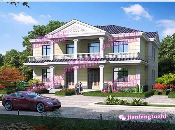 30万14x12米二层农村双拼别墅设计图,单户90