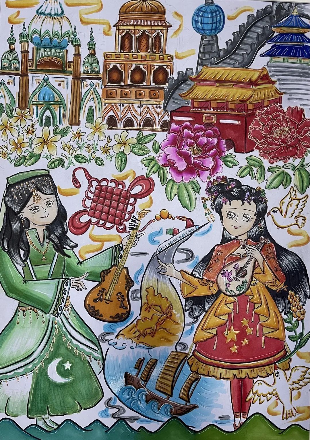 中巴建交70周年 青少年绘画比赛优秀作品在北京汽车博物馆展出