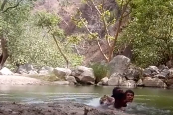 吓人!印3名游泳运动员溪边戏水玩自拍,下秒拍