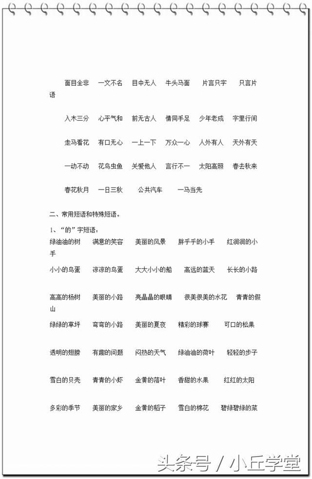 最新部编版一年级下册语文四字词语积累,孩子