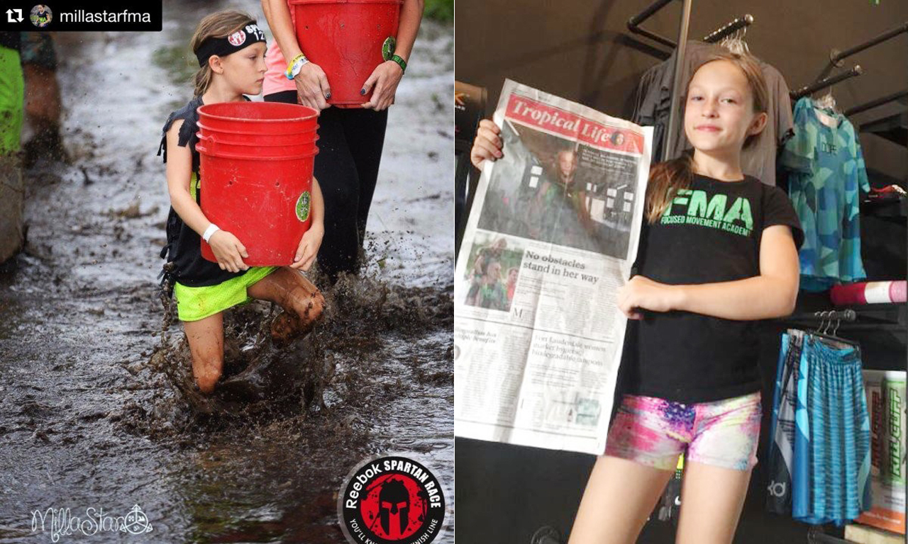 米拉的竞赛内容包括36英里(57.96公里)长跑、8公里长泳和25项障碍穿越。然而时间仅仅过了24小时，人们则完全被这个9岁的姑娘吓傻了。