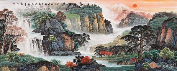 经典之作——张利《旭日东升》山水画作品赏析 经典之作——张利《旭日东升》山水画作品赏析