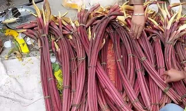 摊卖稀罕蔬菜,很多人没见过也没听过,也有药