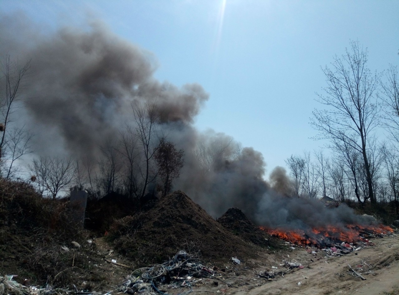 保定望都一农村焚烧塑料垃圾 黑烟数十米高