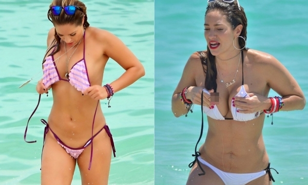 美国著名健身教练珍妮弗-李（Jennifer Nicole Lee），就很喜欢穿着性感的比基尼大秀惹火身材。但就在出水时刻，李的比基尼不慎滑落。