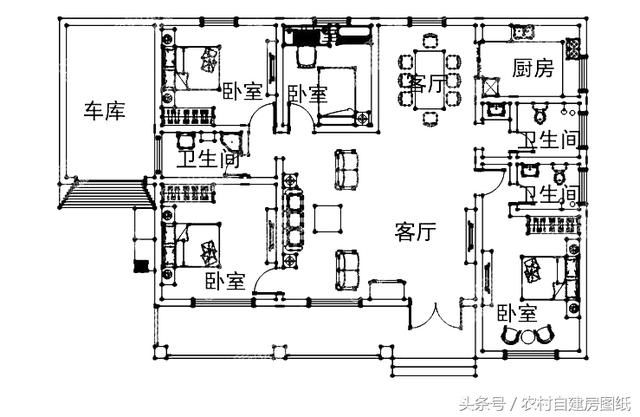 6款一层农村自建房设计图,20万的小别墅,款款