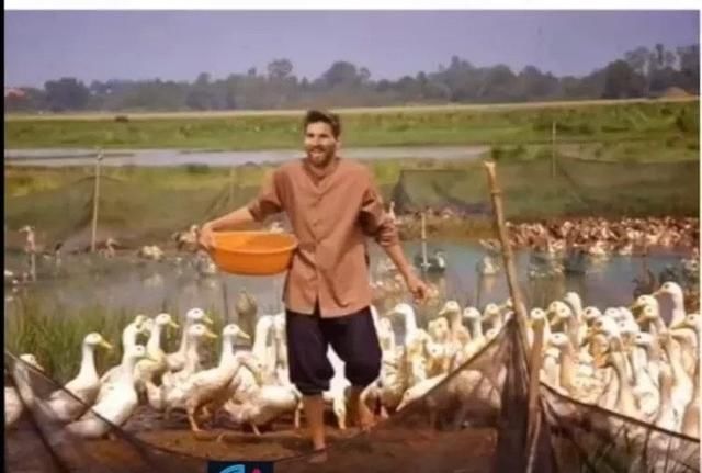 越南风球星PS图片,C罗去卖猪,梅西喂鸭子,内马