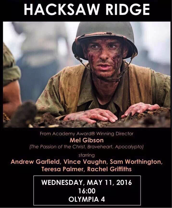 《钢锯岭》戛纳首曝海报 秘密试映获93分好评