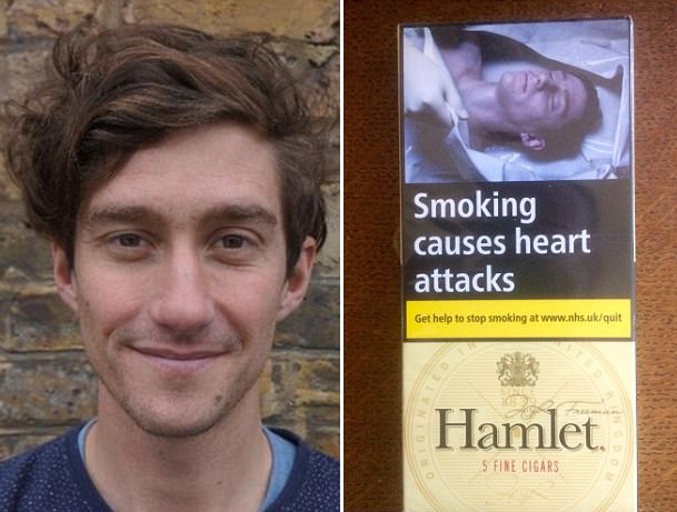 震惊!英男子发现烟盒包装上“死尸”是自己 震惊!英男子发现烟盒包装上“死尸”是自己
