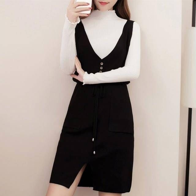 冬天内搭别再穿打底裤了,穿美炸天的吊带裙套