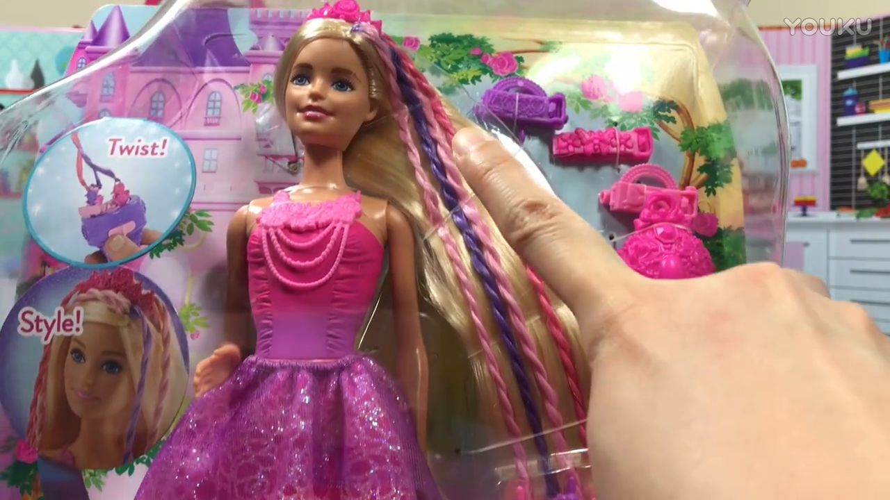 芭比长发公主娃娃做头发自动造型卷发器 娃娃过家家梳头发型设计玩具