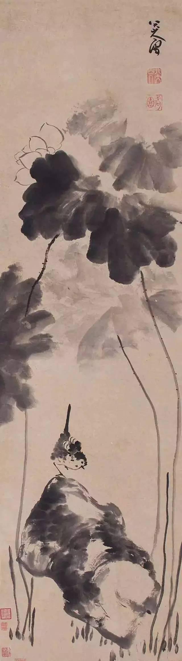 八大山人的荷花小鸟,这才是中国水墨