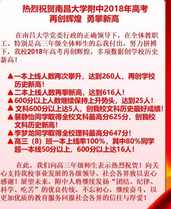 2018年江西各高中高考喜报征集!欢迎网友在评