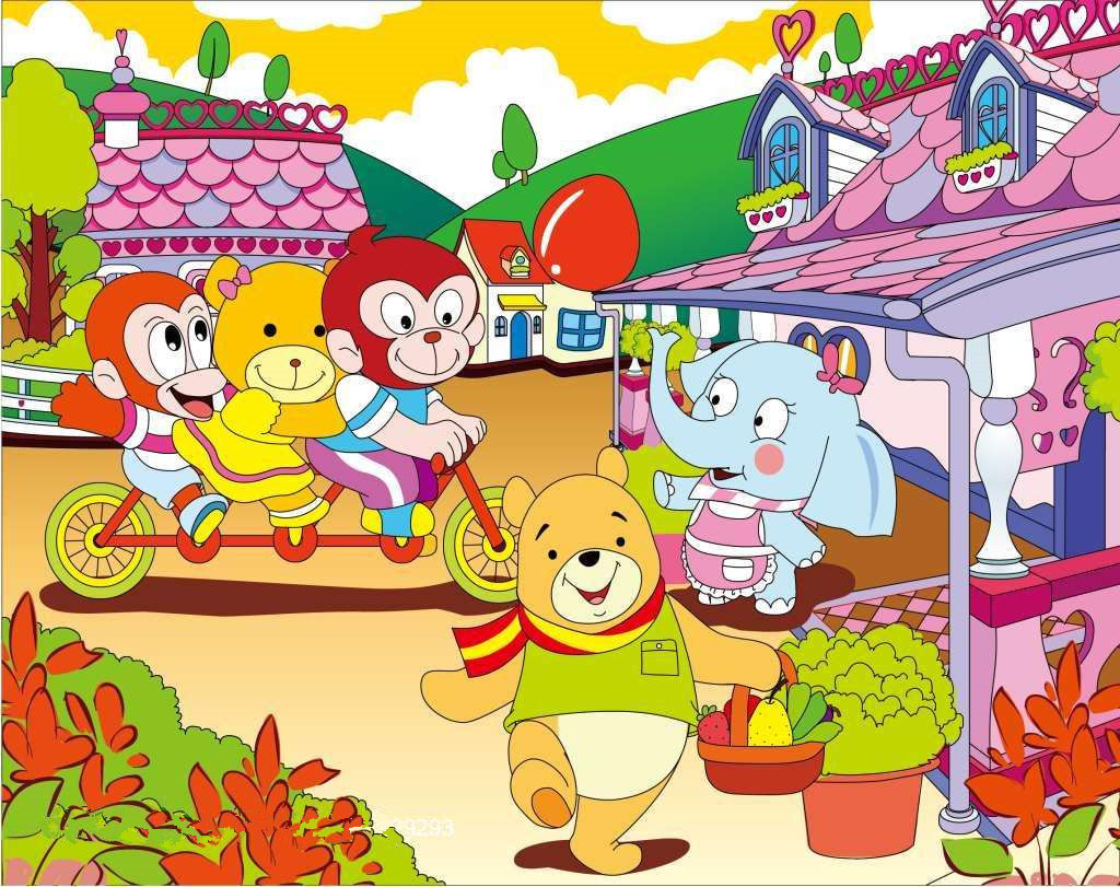 小猫刚坐下来,小花狗来了,他也把带来的礼物送给小熊.