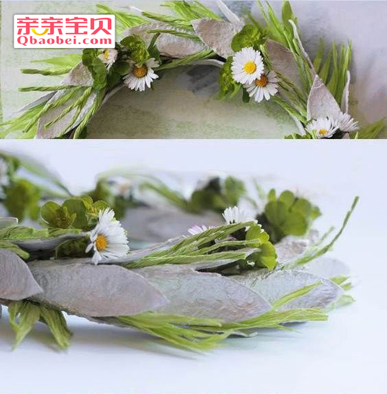 鸡蛋托手工花环制作方法