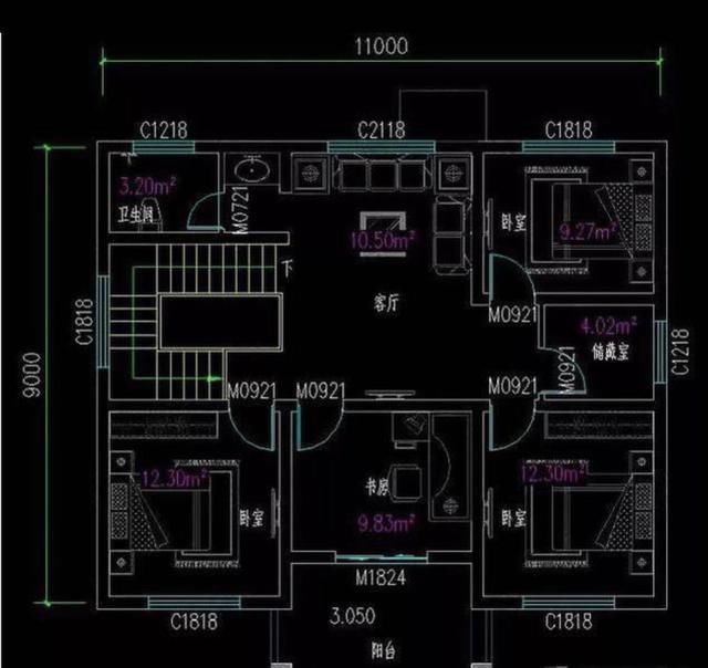 3开间进深9米,占地100平米的两款乡村自建房