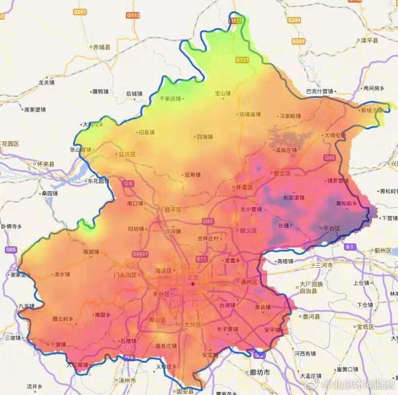 北京已达空气重度污染 东北部现严重污染