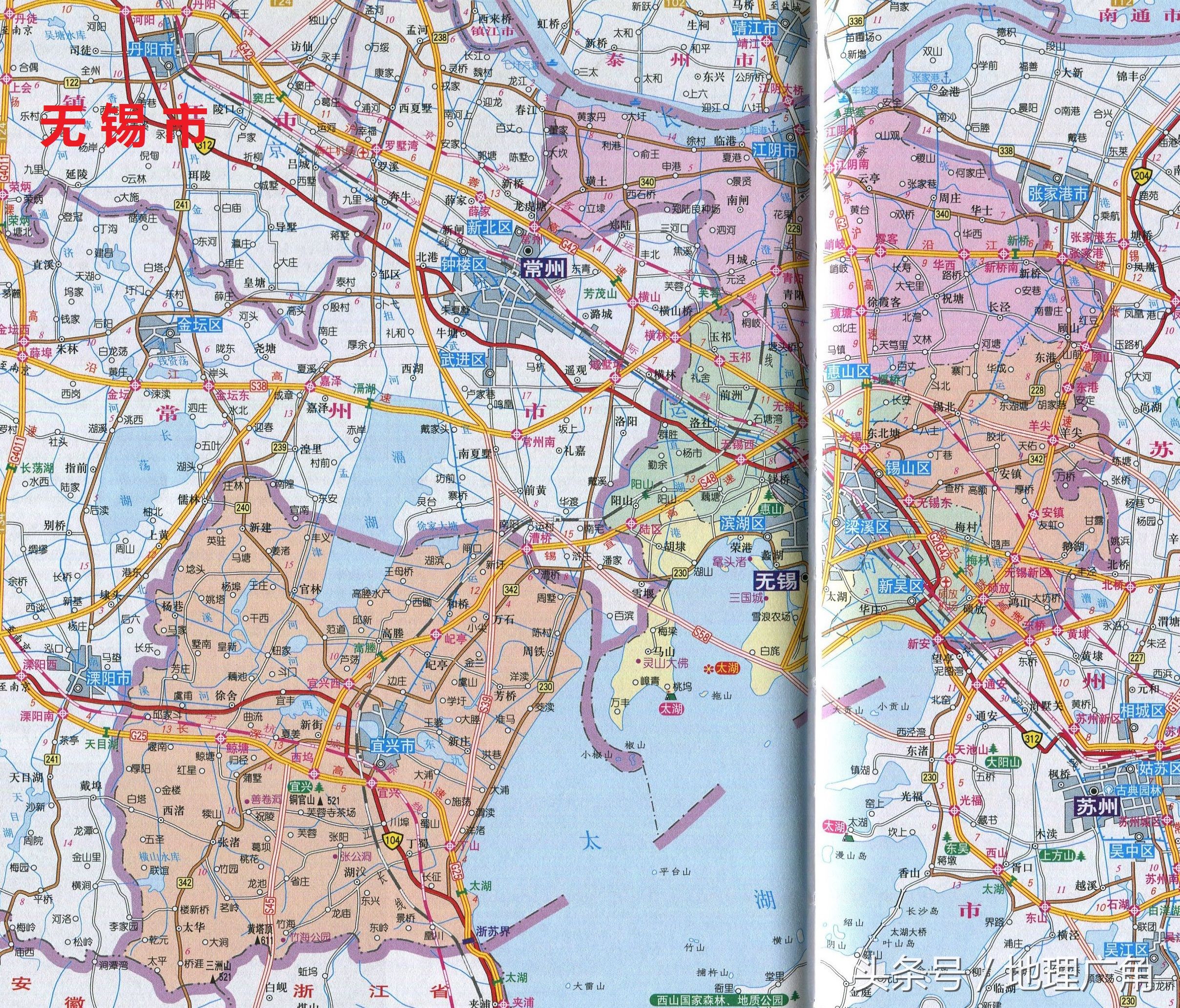 江苏省无锡市行政区划地图