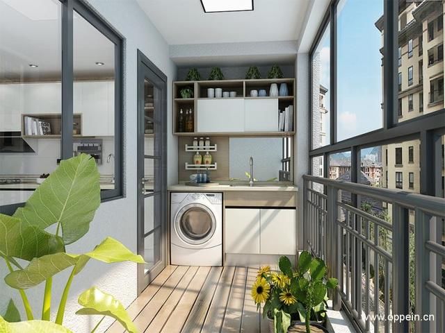 洗衣机柜子也能如此讲究 洗衣机柜设计图片