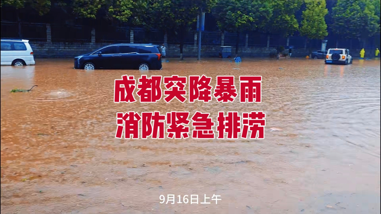 成都突降暴雨 消防紧急排涝