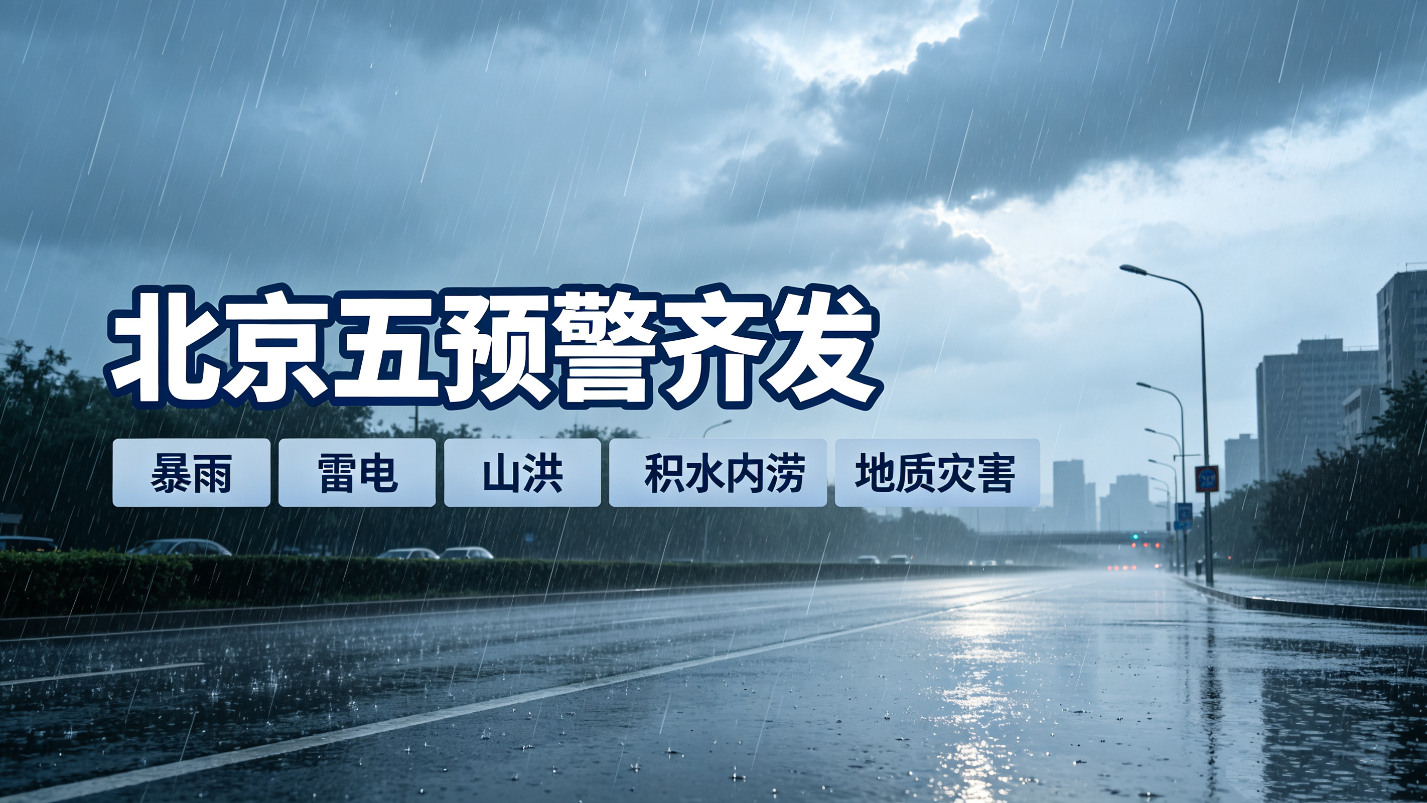 暴雨、雷电、山洪、积水内涝、地质灾害，北京五预警齐发！