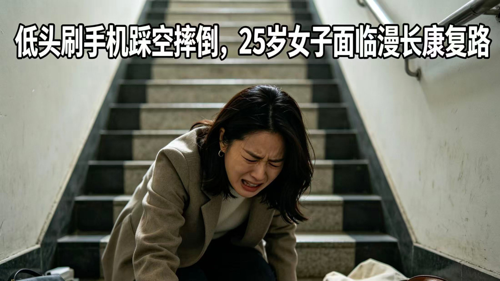 低头刷手机踩空摔倒,25岁女子面临漫长康复路 低头刷手机踩空摔倒,25岁女子面临漫长康复路