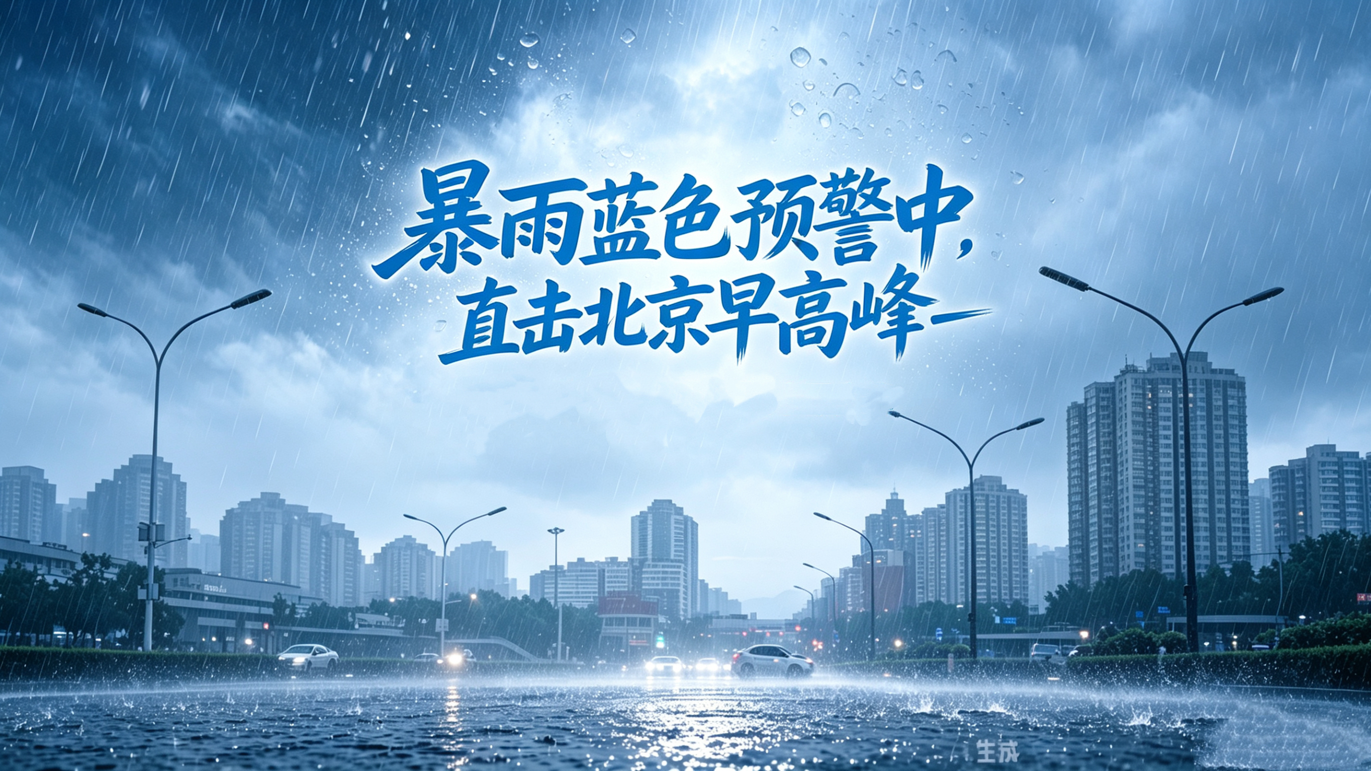 暴雨蓝色预警中，直击北京早高峰