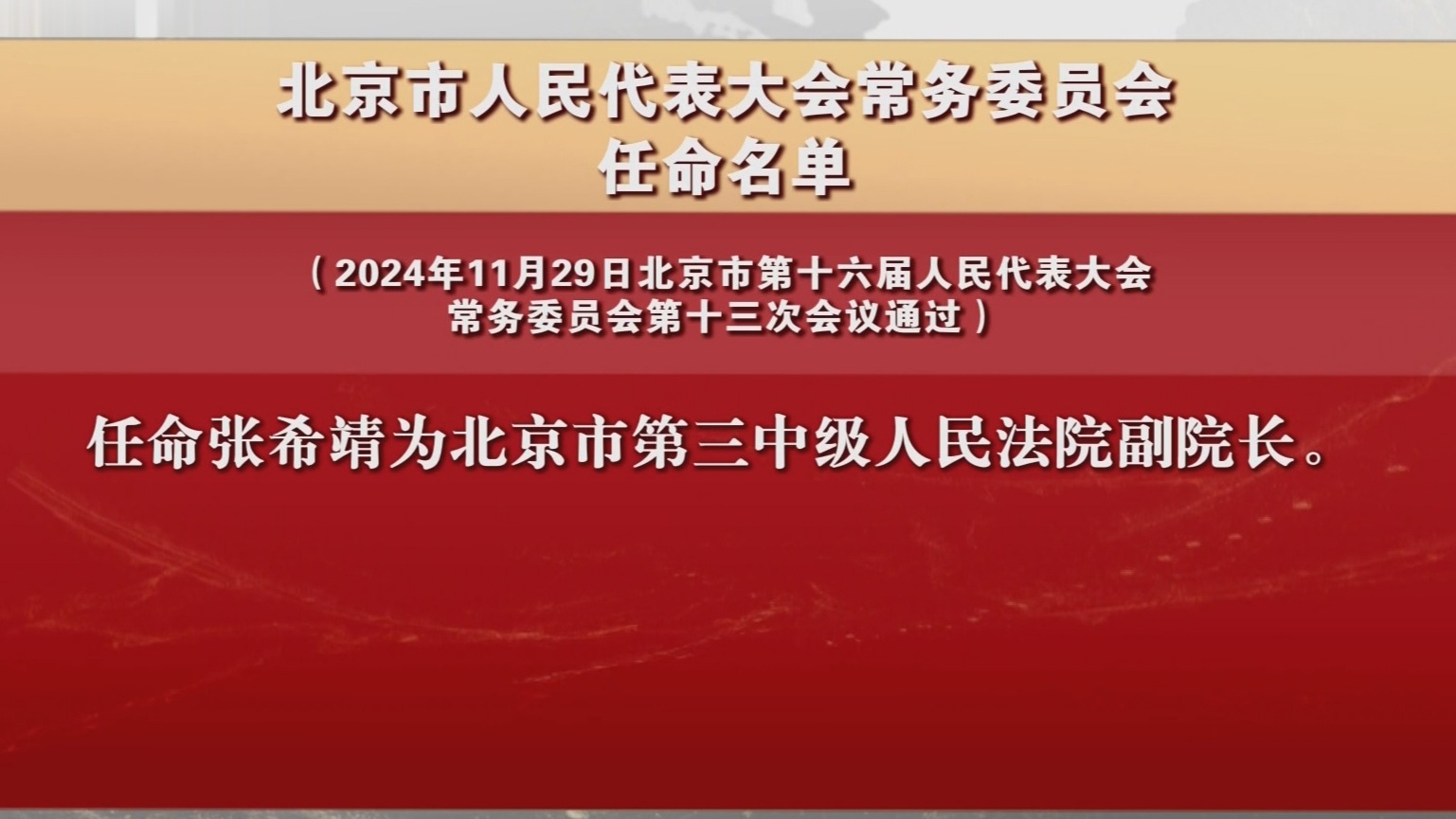 北京市人民代表大会常务委员会任命名单