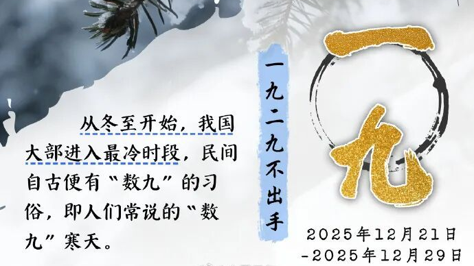 今天既是“冬至”也是“一九”!“数九”寒天怎么过? 今天既是“冬至”也是“一九”!“数九”寒天怎么过?