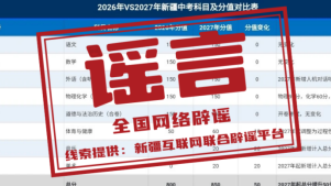 “新疆2027年中考科目及分值重大调整”不实 “新疆2027年中考科目及分值重大调整”不实