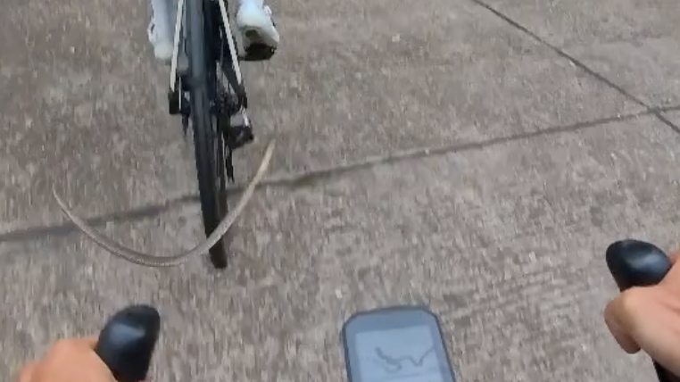 自行车爬坡赛过程中 前面车轮卷起一条蛇直接落到后方车辆车把上
