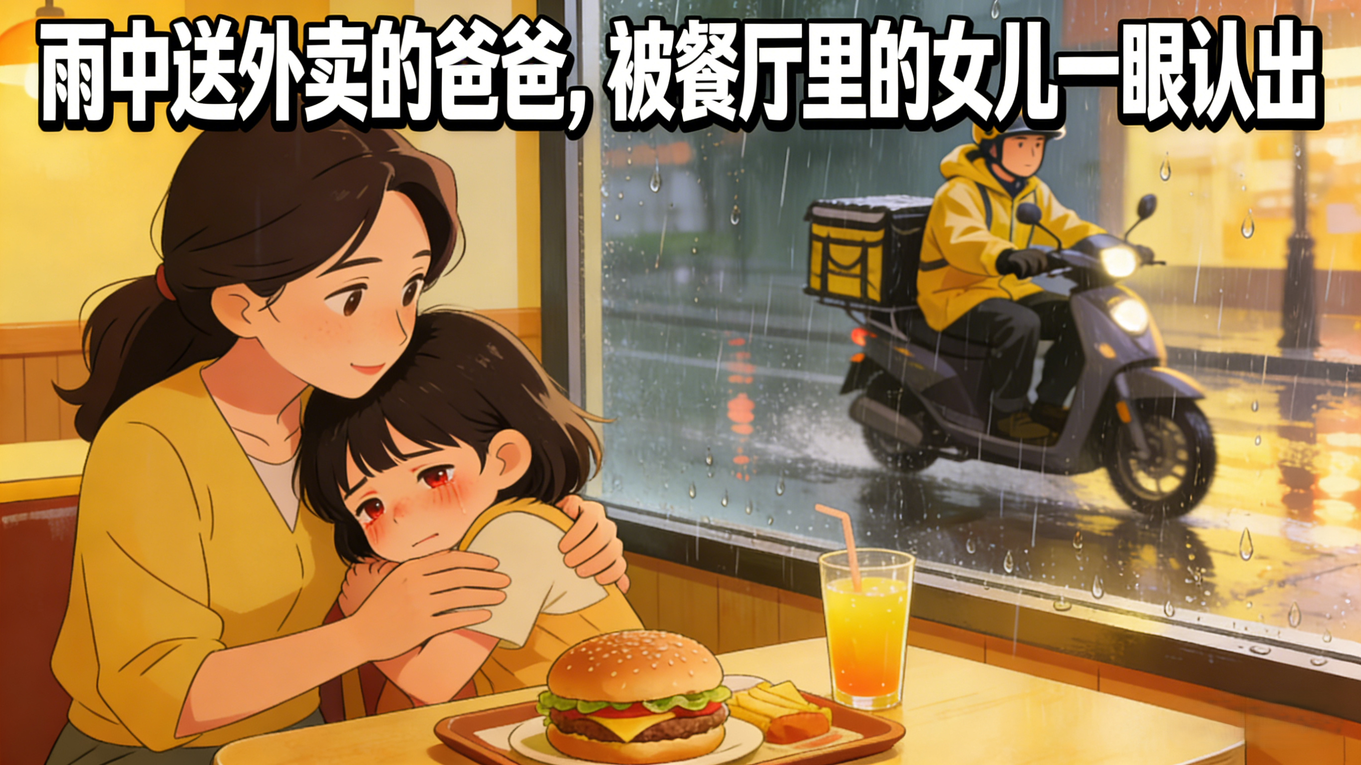 雨中送外卖的爸爸,被餐厅里的女儿一眼认出 雨中送外卖的爸爸,被餐厅里的女儿一眼认出