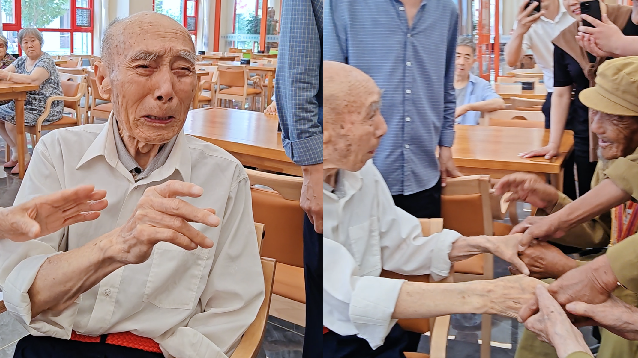 四位“90”后志愿军老兵在邹城偶遇,激动地手紧紧握在一起 四位“90”后志愿军老兵在邹城偶遇,激动地手紧紧握在一起